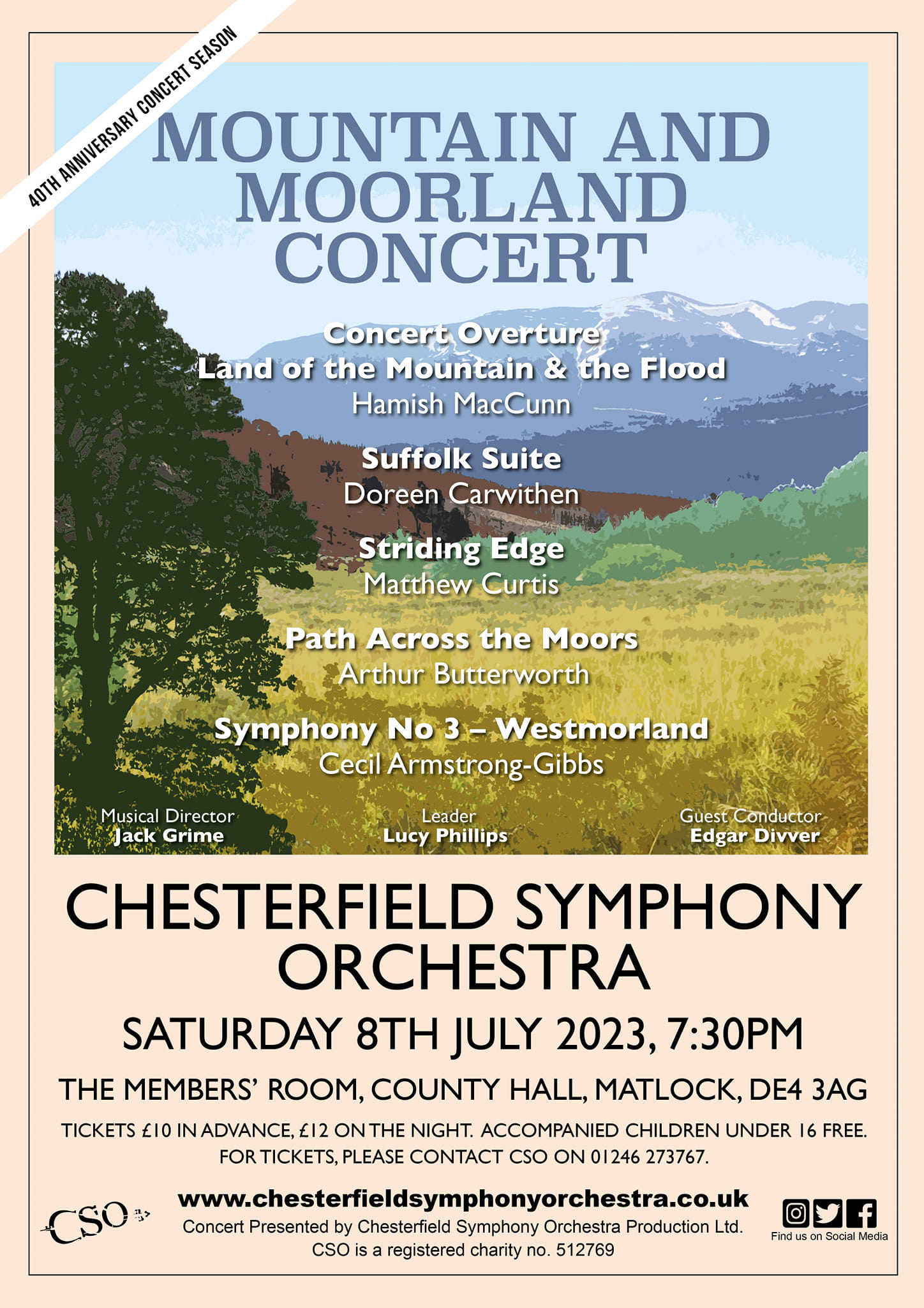 Next Concert 8th July at County Hall, Matlock 7.30pm